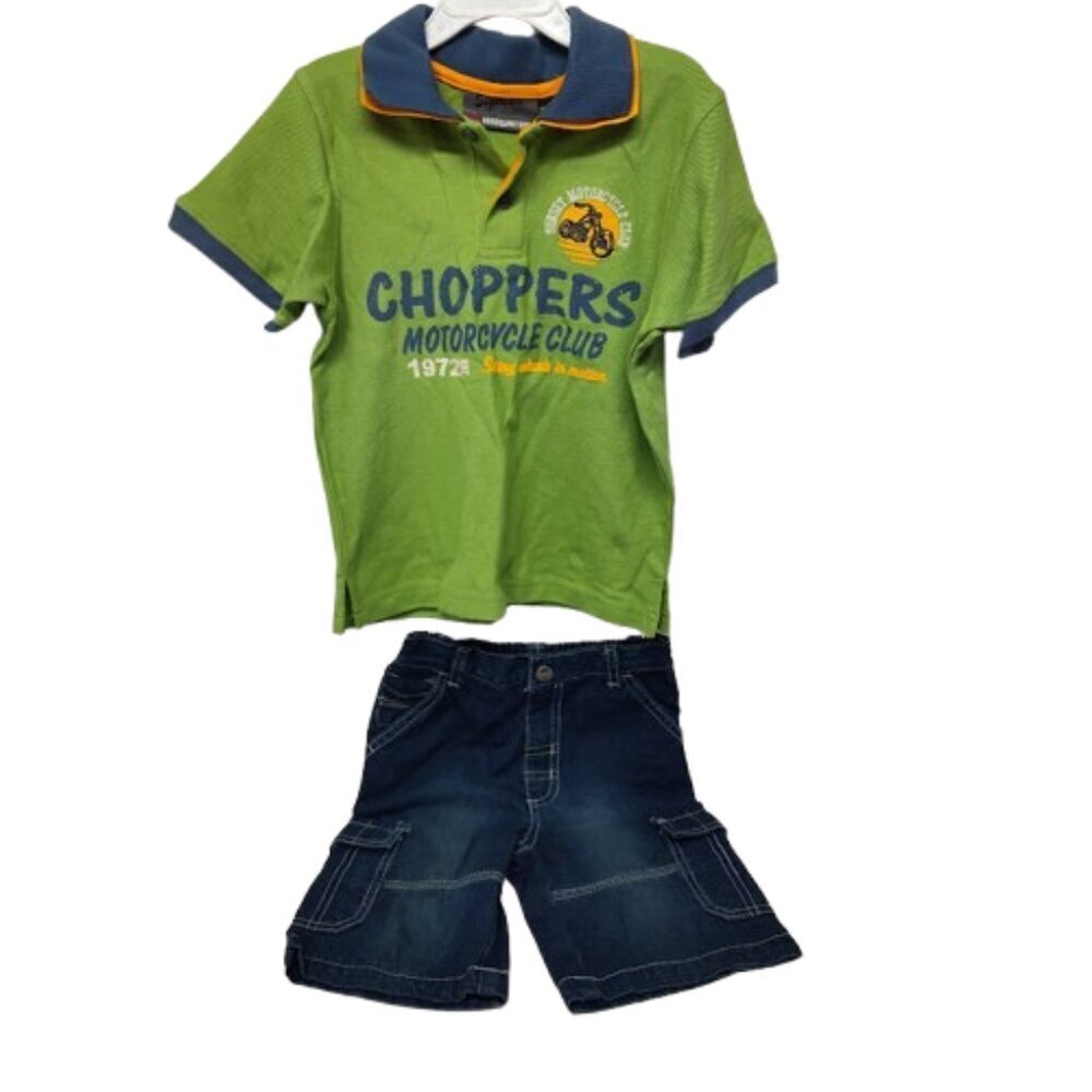 Signature Kids Headquarters 2 Piece Denim Shorts and Collared Tee 3T Boys NWT - Picture 4 of 7